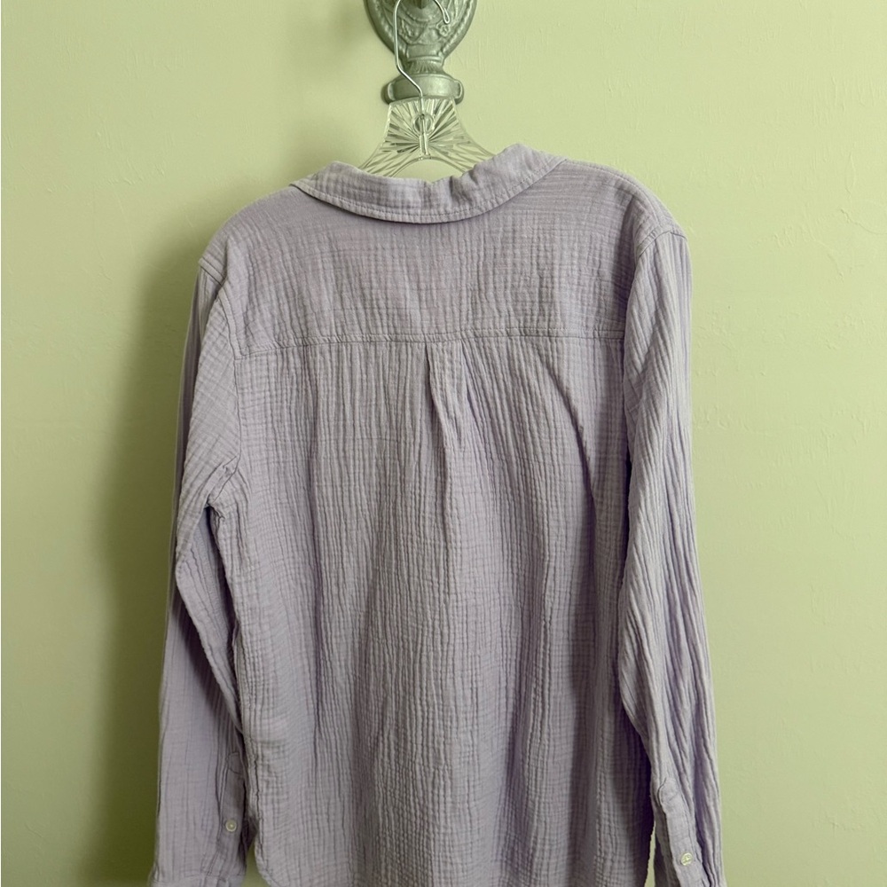 COPY - J. Crew Purple Casual Button Down Gauze Shirt Classic Collar - Picture 3 of 3